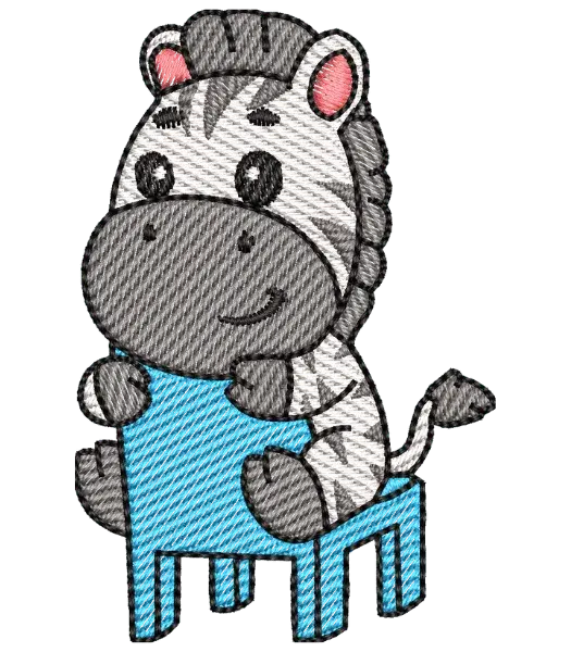 Matriz de Bordado Zebra Sentada na Cadeira